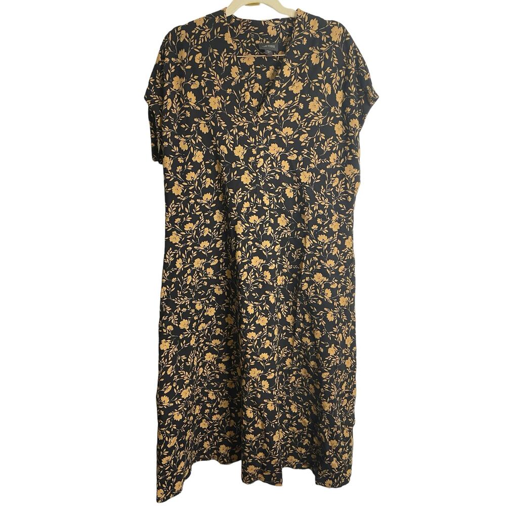 J.Jill Wearever Floral Subtle Jersey Fit Flare Dress Cap Sleeve Boho Large Tall